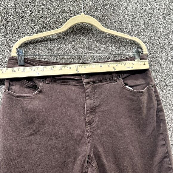 LL Bean Crop Jeans 14P Brown Mid‎ Rise Straight Stretch Denim Casual 5 Pocket - Picture 8 of 13